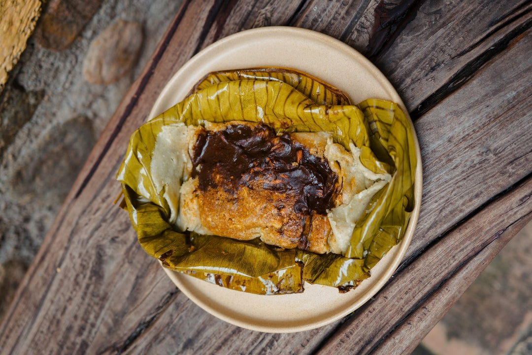 Chicken Mole Negro Tamales in Banana Leaves