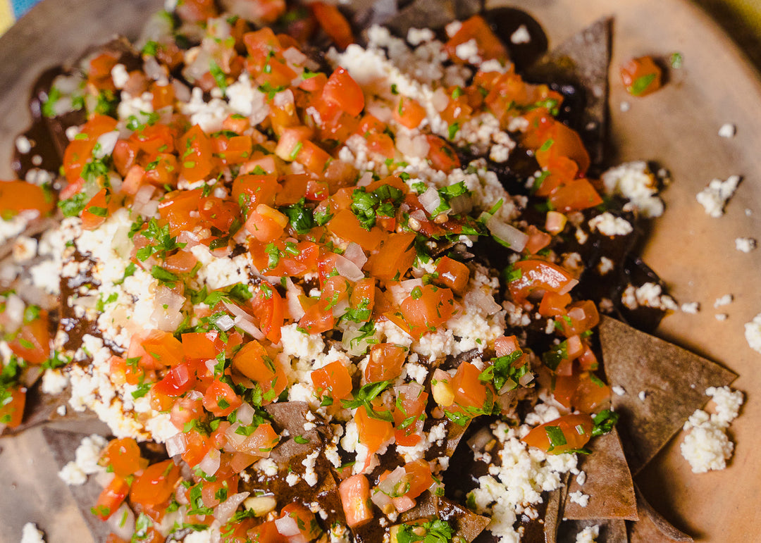 NACHOS WITH MOLE SAUCE AND PICO DE GALLO