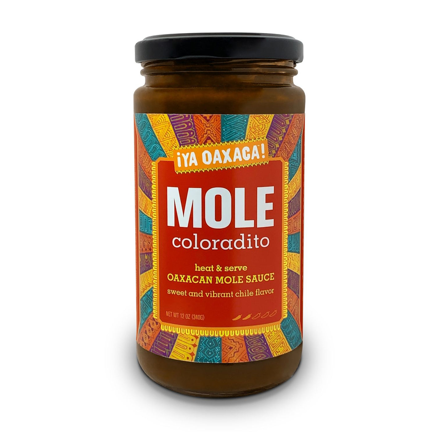 ¡Ya Oaxaca! Mole Coloradito in a heat and serve jar.